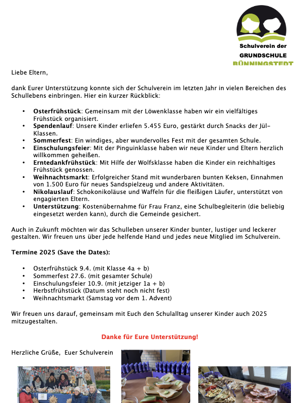 Brief mit Text und Bildern